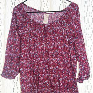 Soft Floral Faded Glory Quarter Sleeve Shirt